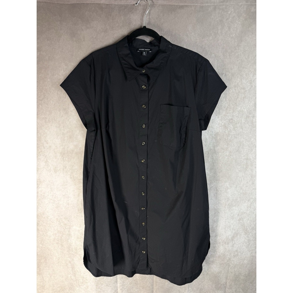 Universal Standard Stretch Poplin Short Sleeve Shirtdress In Black XS 10/12 - Picture 5 of 9